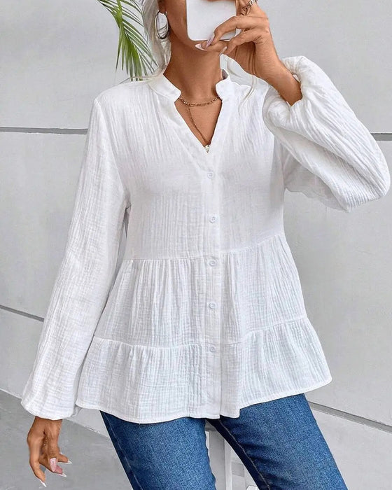 Bluse Mit Laternenärmeln Rand mit Volants Smock