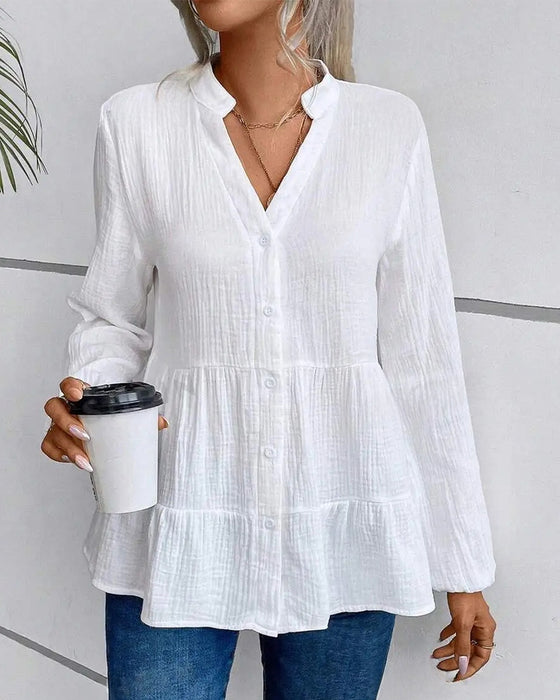 Bluse Mit Laternenärmeln Rand mit Volants Smock