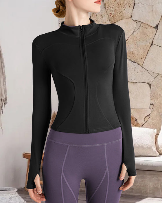 Einfarbige, schmal geschnittene yoga-jacke