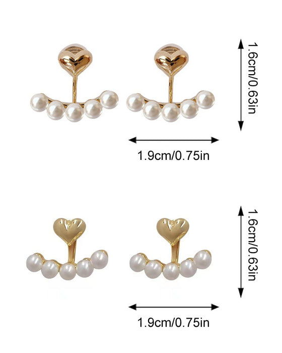 Herz-Perlen-Ohrringe Integrierte Ohrclip-Bolzen