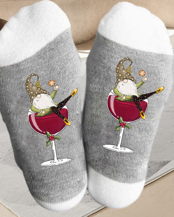 🧦Weihnachtswichtel Weinglas Unisex-Crew-Socken🧦