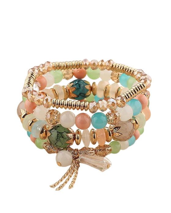 Boho Fransen mehrschichtiges Perlenarmband