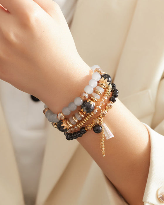 Boho Fransen mehrschichtiges Perlenarmband