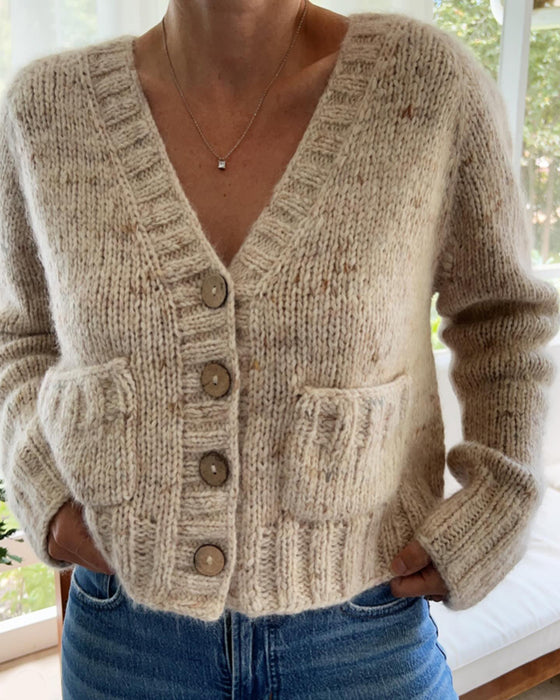 Lässiger Cardigan mit Knopfleiste und V-Ausschnitt