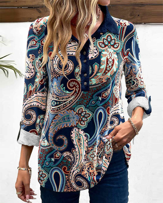 Reversbluse mit Paisley-Print