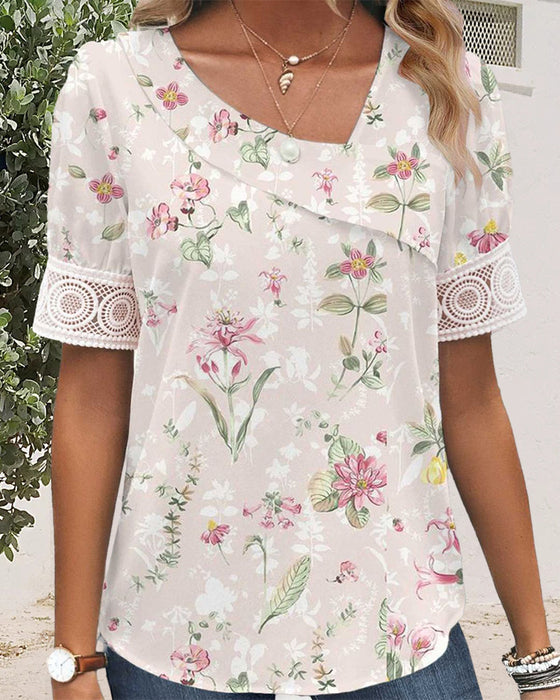 Top mit kurzen Ärmeln und Blumenmuster