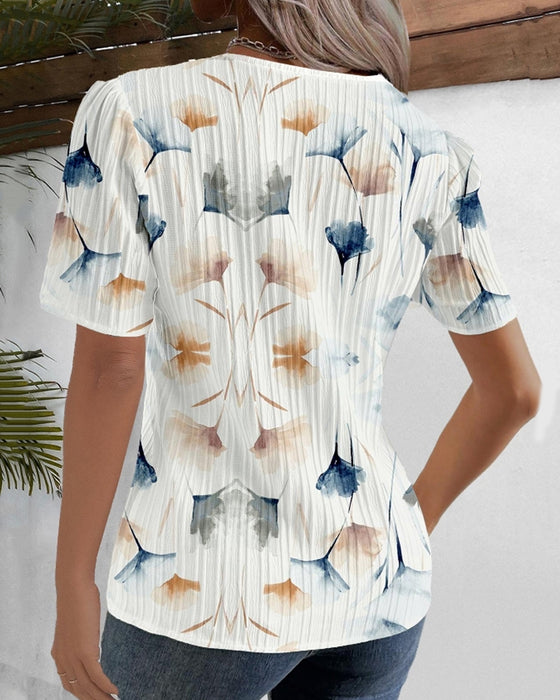 Elegantes Top mit Ginkgoblatt-Print